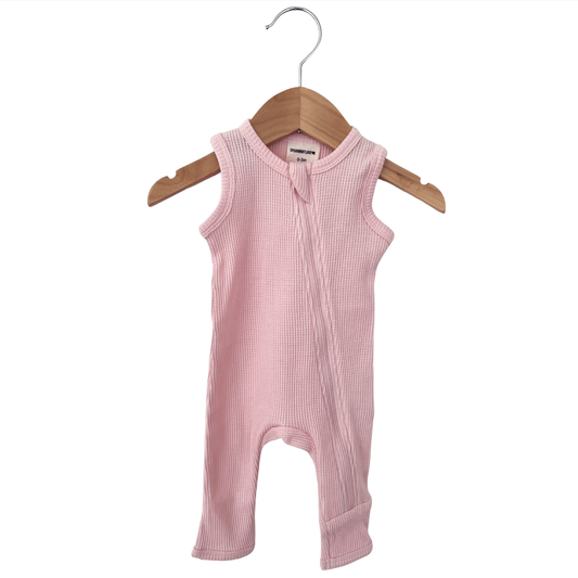 Blush Organic Waffle Sleeveless Romper