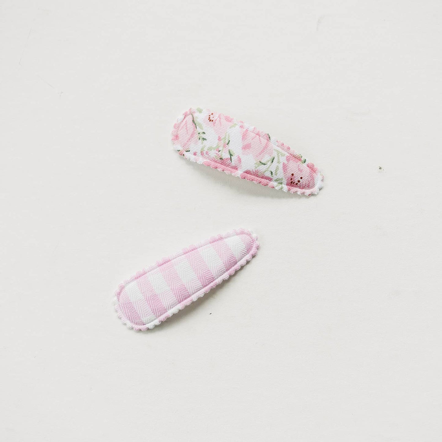 Pink Floral Gingham Snap Clips