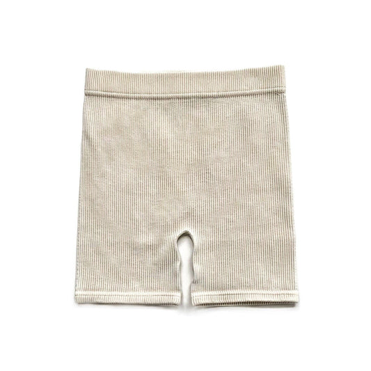 Cream Acid Wash Biker Shorts