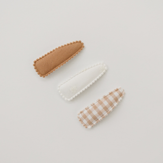 Neutral Gingham Snap Clip Set