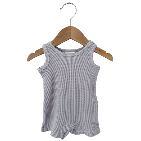 Silver Waffle Shortie Romper