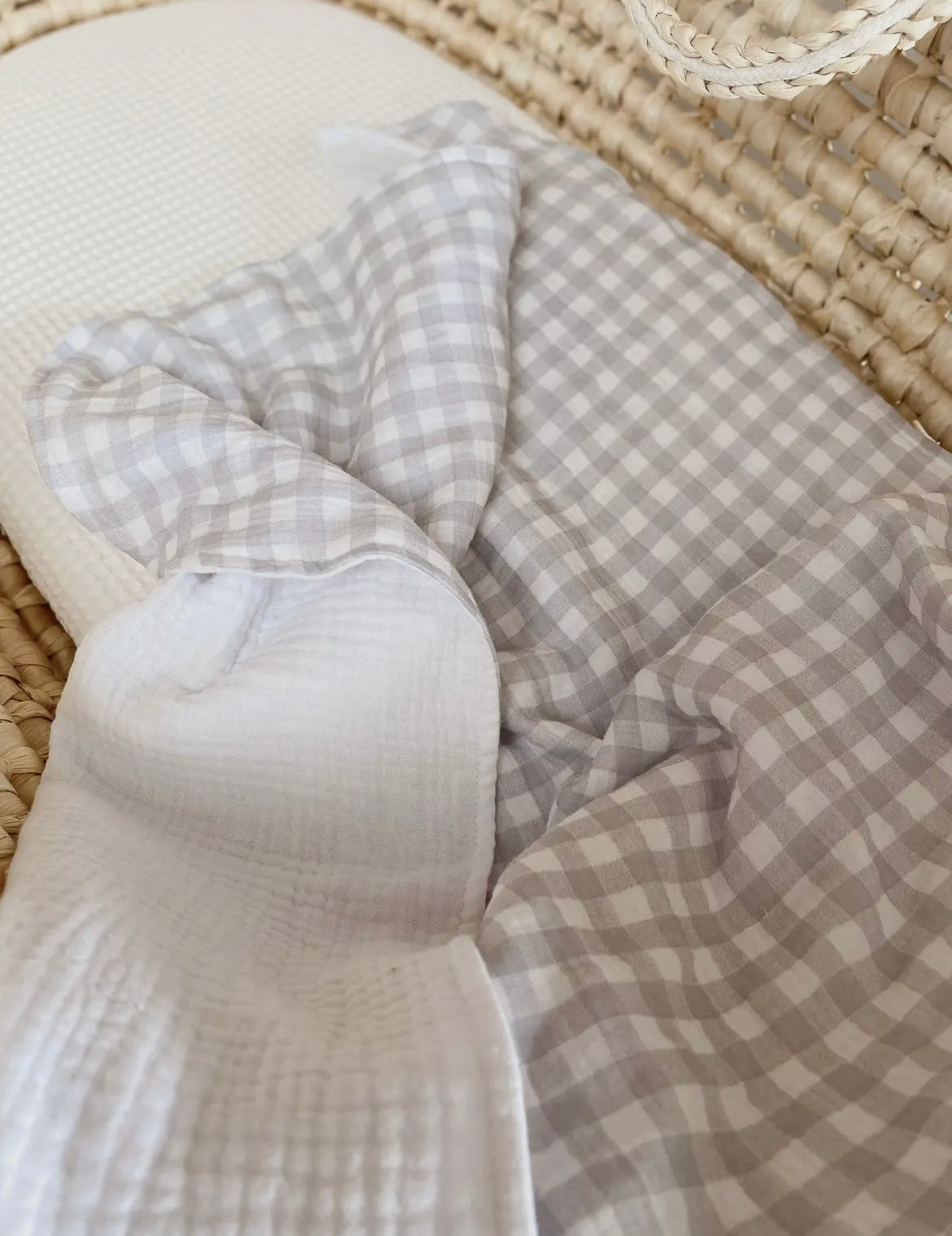 Grey Checkered Muslin Blanket