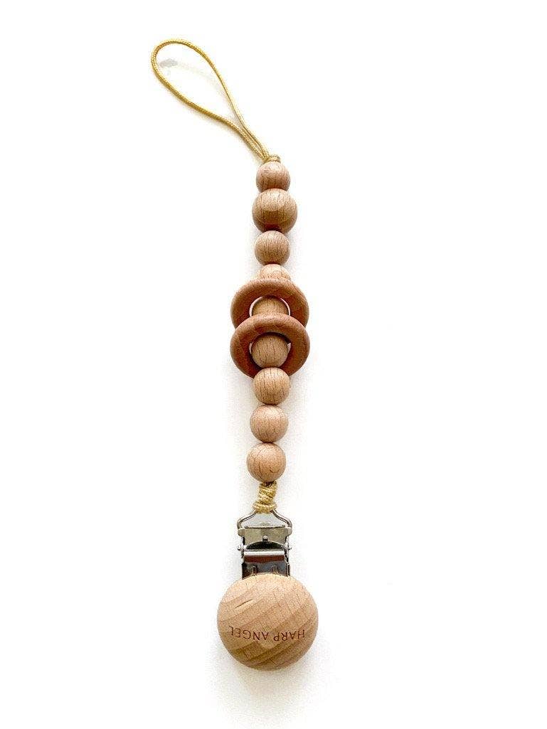 Wood Rattle Pacifier Clip