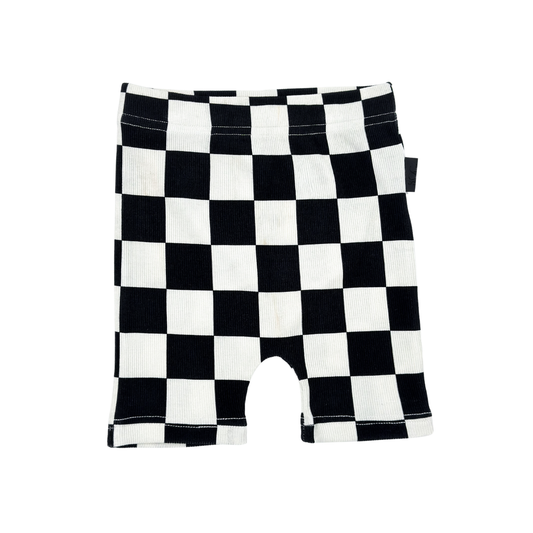 Checkered Bamboo Biker Shorts